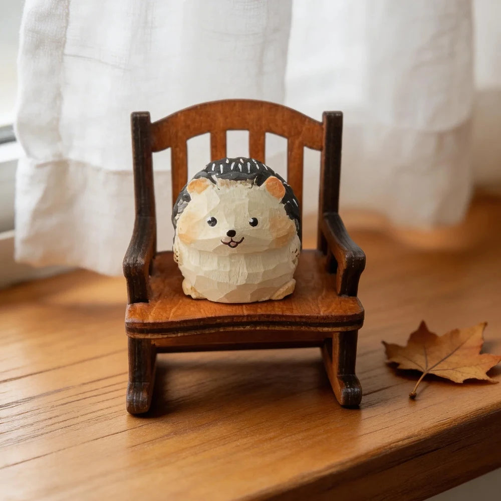 Figurine animal sur chaise à bascule — bois sculpté - Nesty (vue 13)