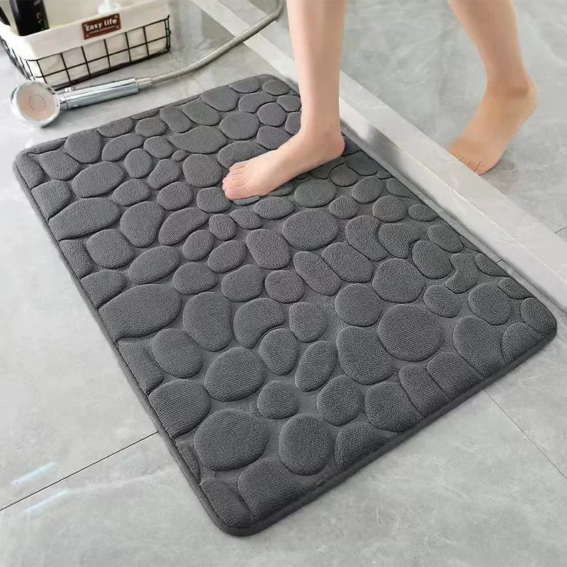 Tapis de bain antidérapant effet galets — relief 3D absorbant - Nesty (vue 1)