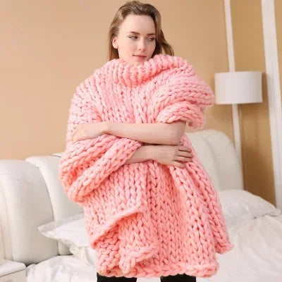 Plaid tricoté gros grain façon laine, cadeau chaleureux - Nesty (vue 11)