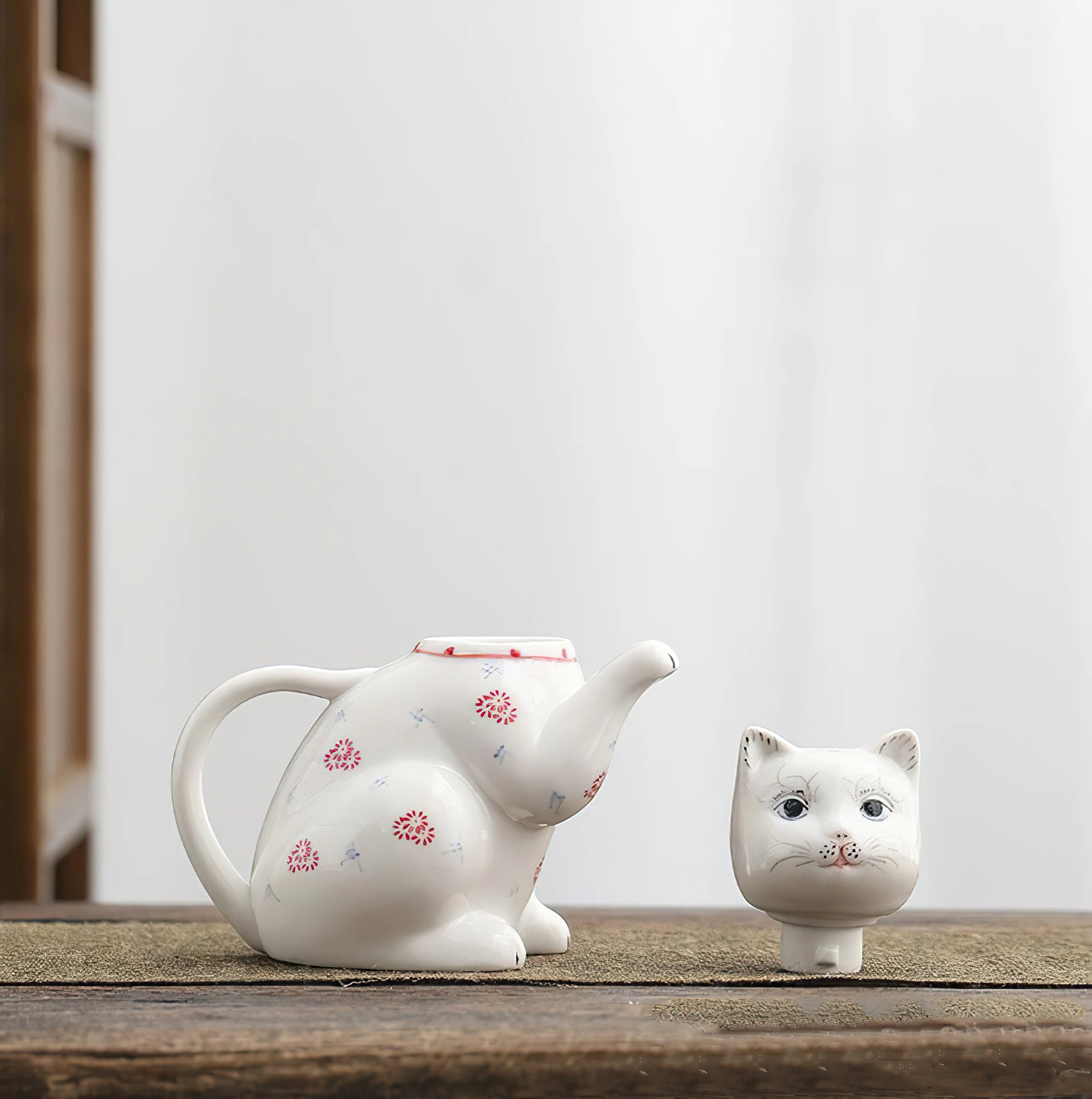 Théière en porcelaine forme de chat (vue 5) - Nesty