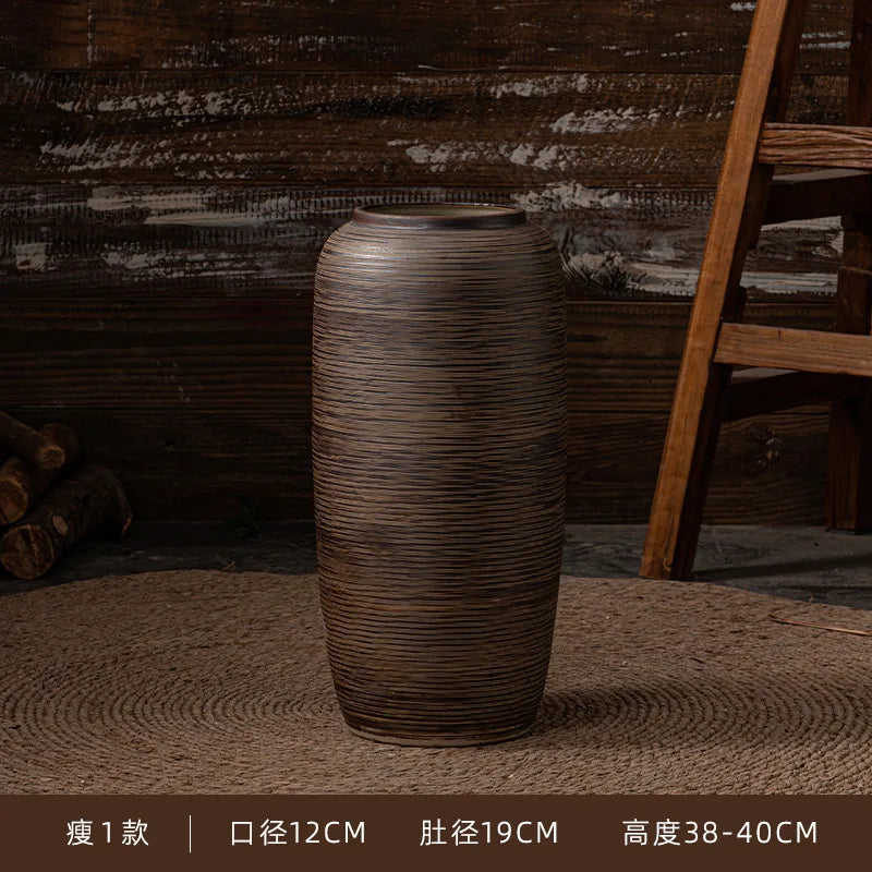 Grand vase en céramique sur pied, style asiatique - Nesty (vue 6)