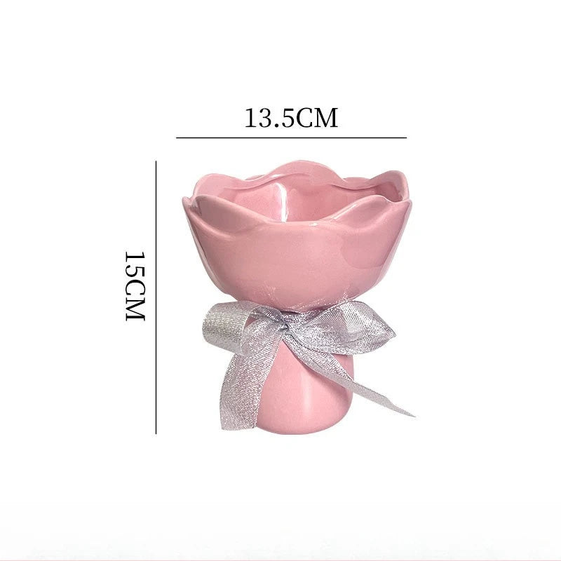 Vase en céramique en forme de rose — modèle bureau (vue 8) - Nesty