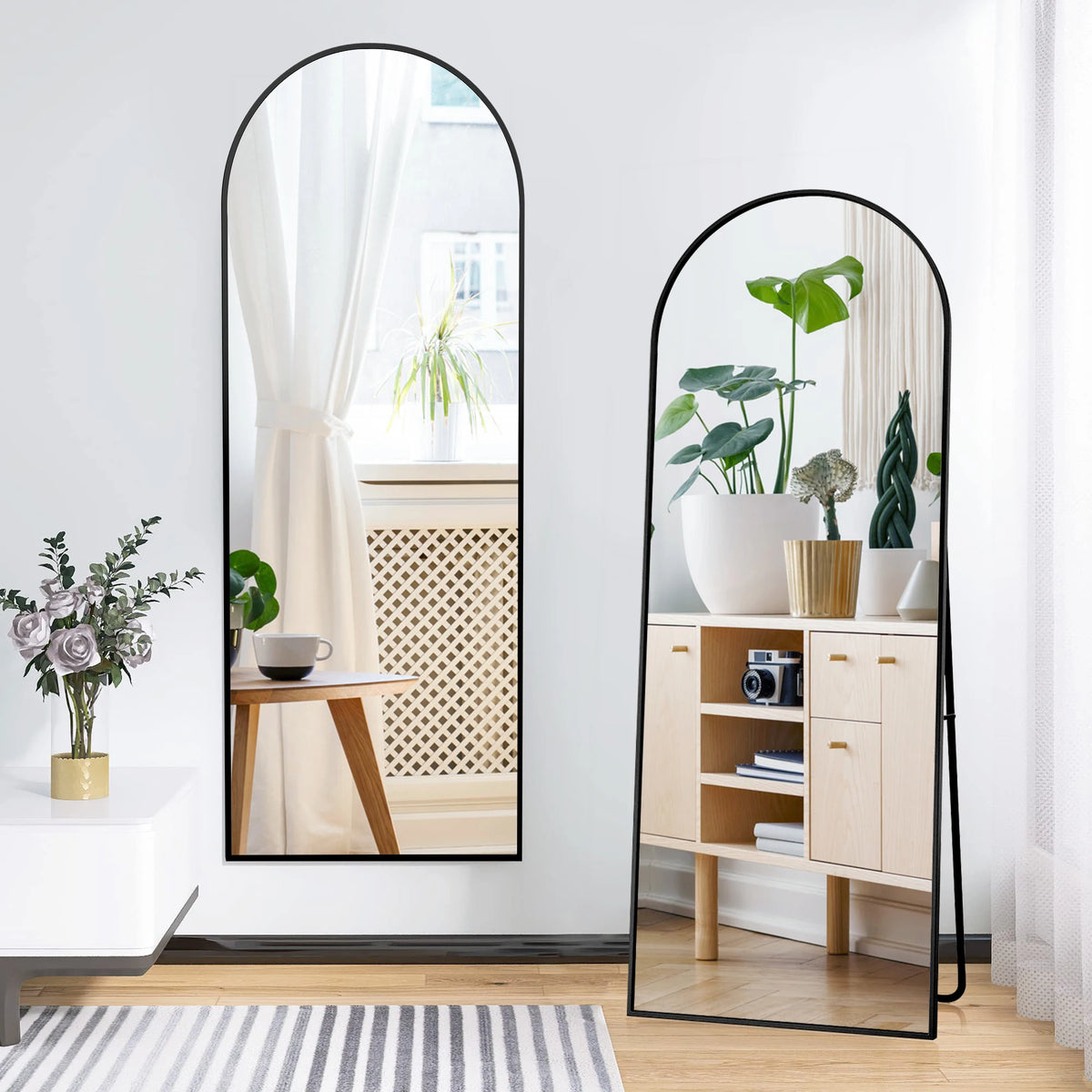 Miroir psyché incurvé — cadre en alliage, à poser, suspendre ou incliner (vue 9) - Nesty