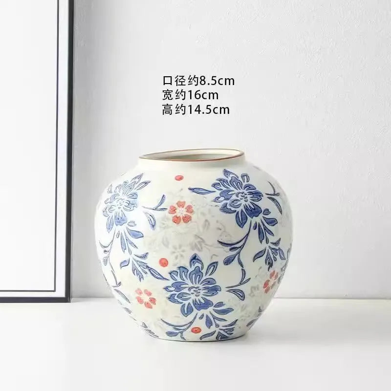 Vase céramique bleu et blanc, style rétro chinoiseries (vue 16) - Nesty