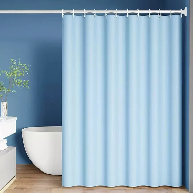 Rideau de douche opaque en PEVA — anneaux métalliques et toucher soyeux (vue 12) - Nesty
