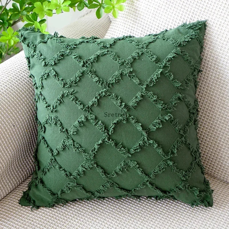 Housse de coussin en coton et lin Nesty - Motif losange tricoté (vue 6)