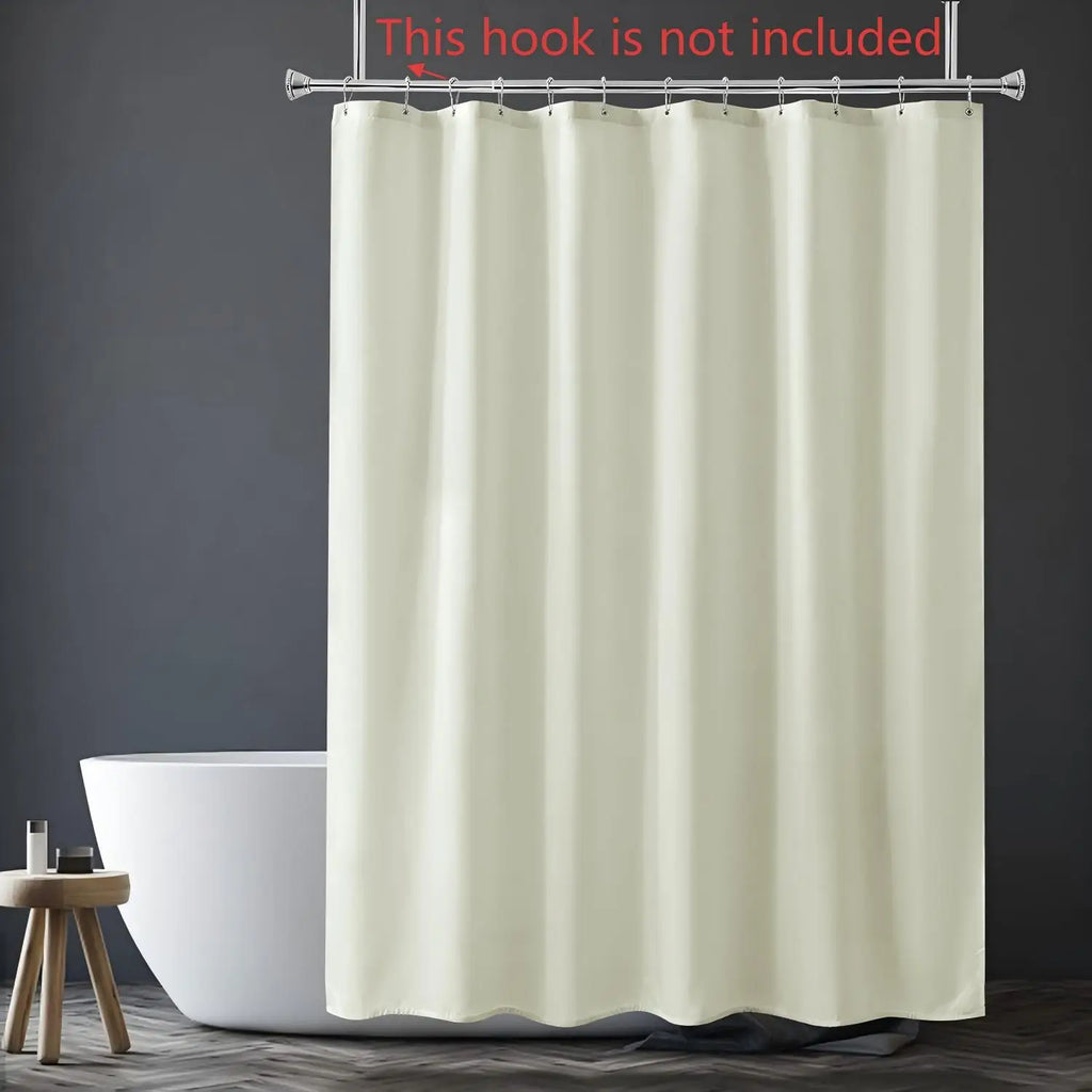 Rideau de douche blanc en polyester doux, ourlet lesté et renforcé - Nesty (vue 8)