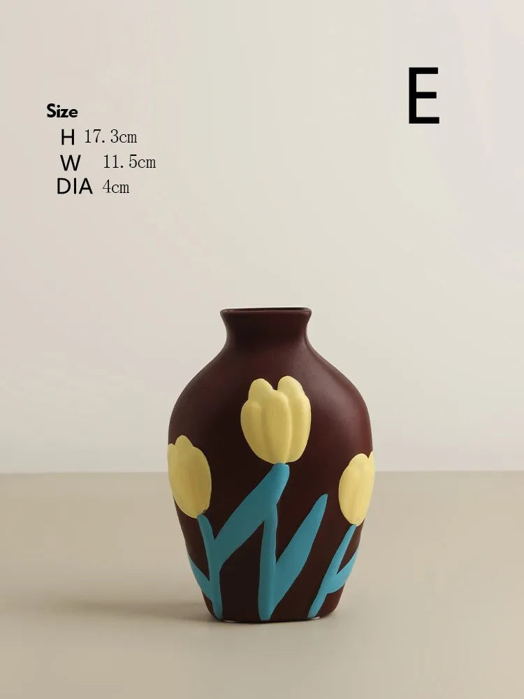 Vase céramique émaillé teintes Morandi, style nordique (vue 9) - Nesty