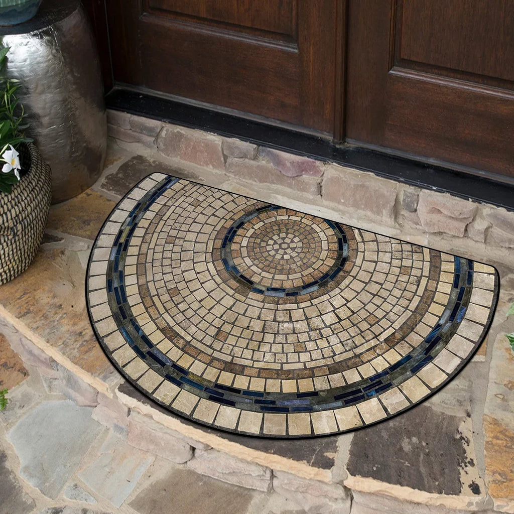 Tapis d'entrée semi-circulaire à motif floral Nesty (vue 10)