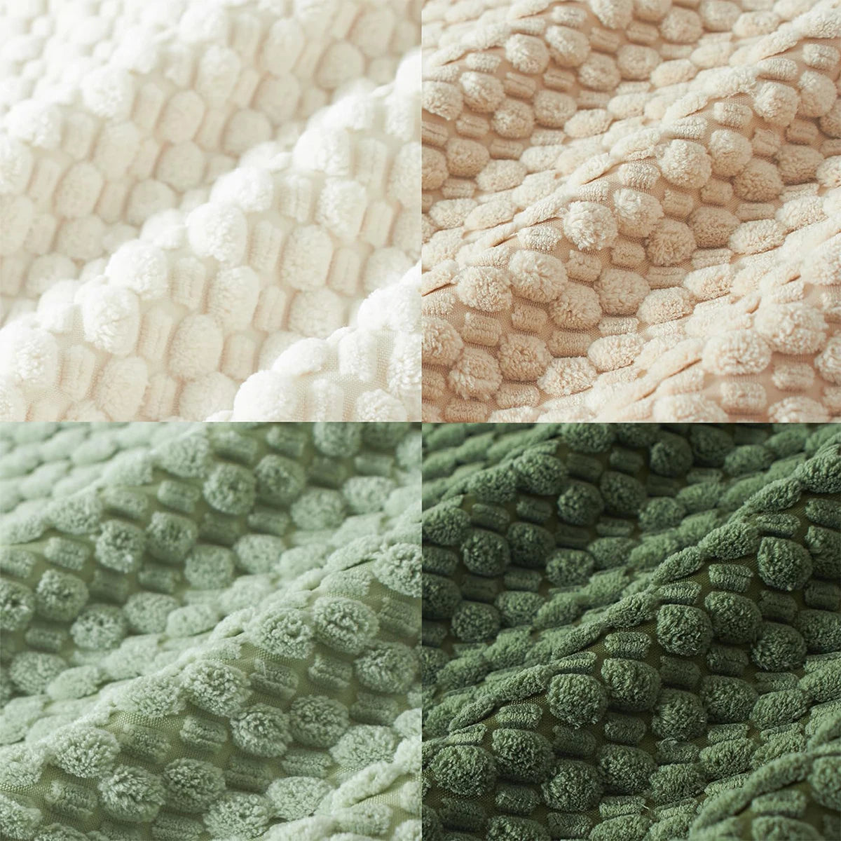 Housse de coussin réversible en velours côtelé Nesty - Gros plan sur la texture des quatre coloris