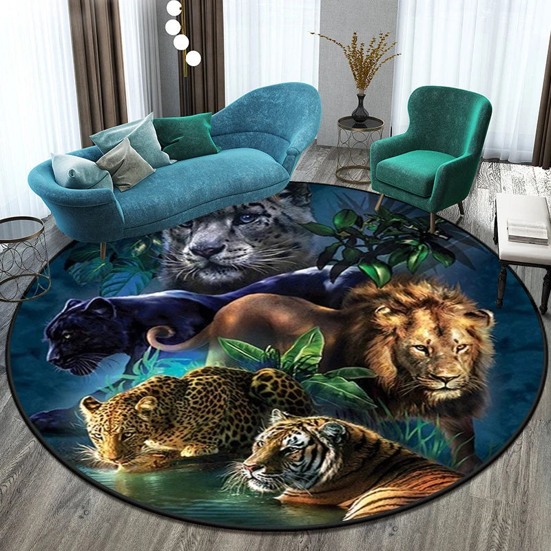Tapis rond illustré tigre Nesty - Pour chambre d'enfant (vue 13)