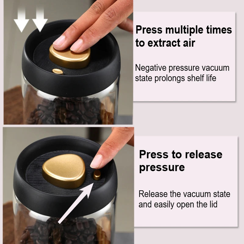 Bocal en verre sous vide pour café en grains, grande contenance - Nesty (vue 3)