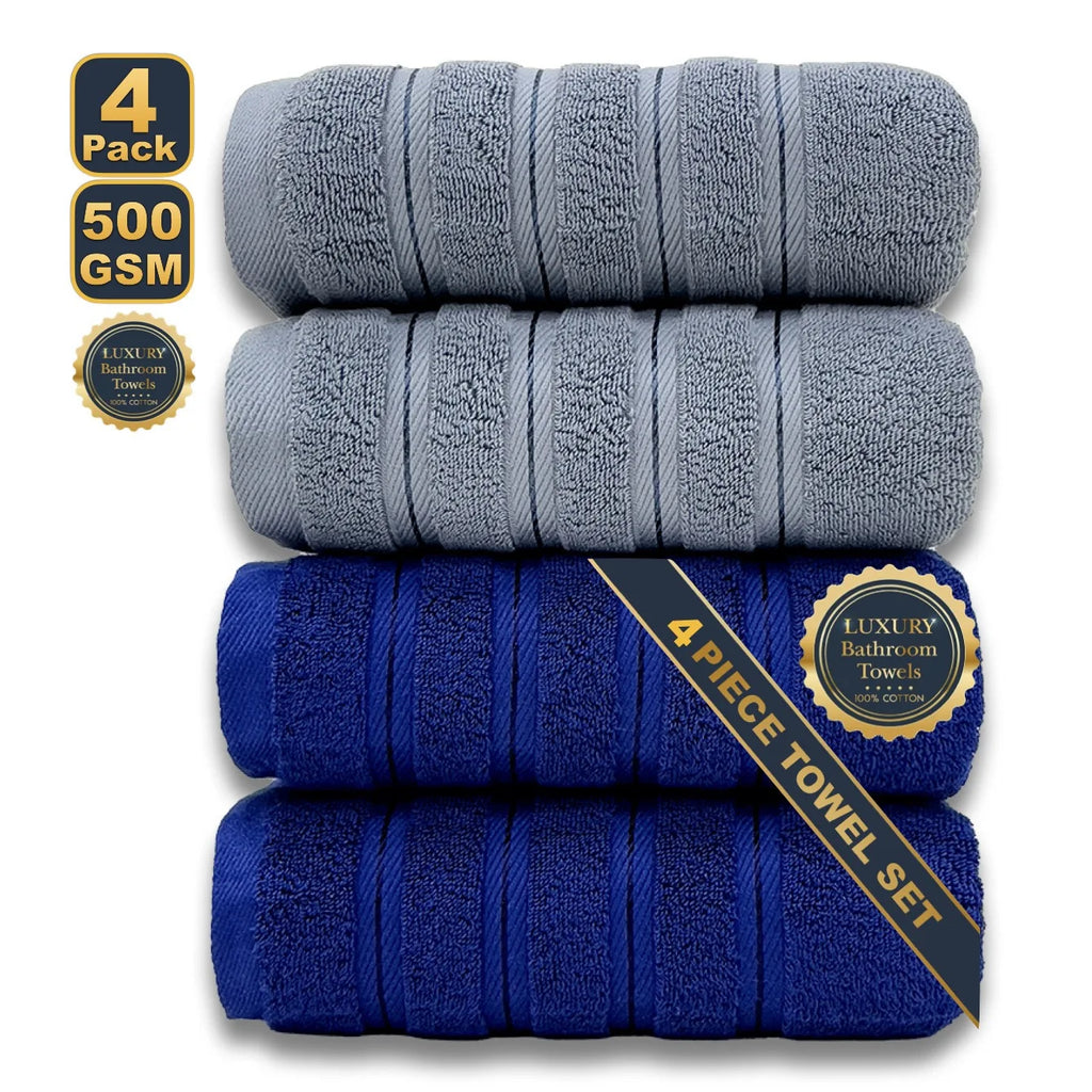 Set de 4 serviettes de bain noires en coton égyptien — 70 x 140 cm - Nesty (vue 5)