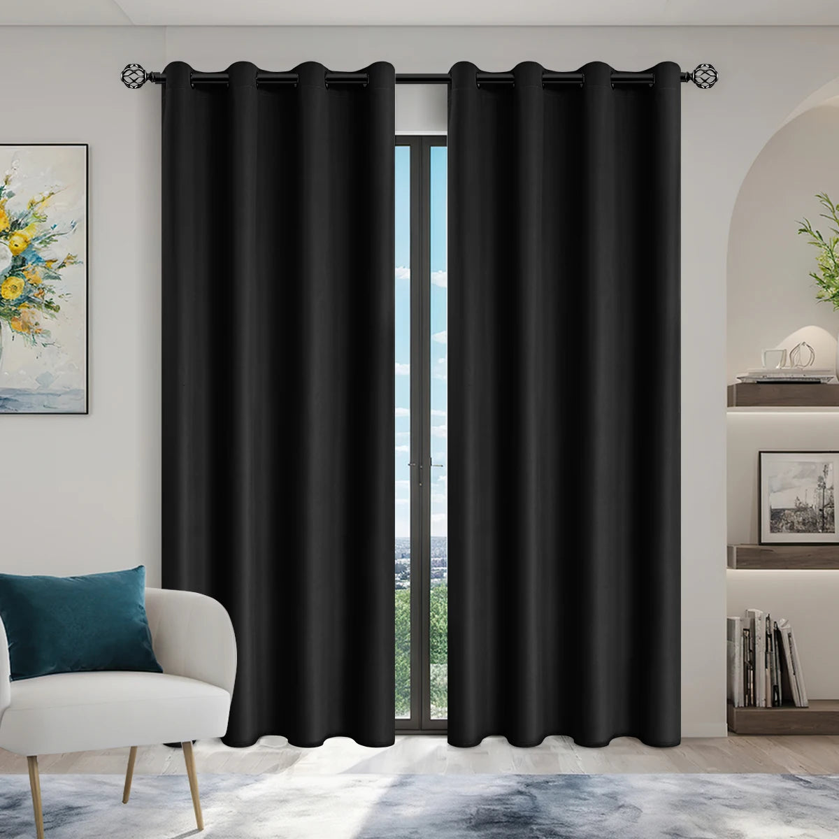 Rideaux occultants doublés Nesty - Lot de 2 pour chambre (vue 11)