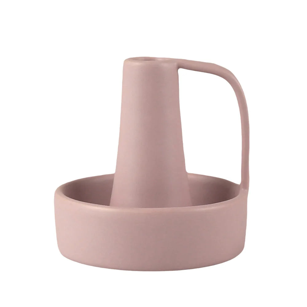Bougeoir céramique galbé, teinte rose poudré (vue 10) - Nesty
