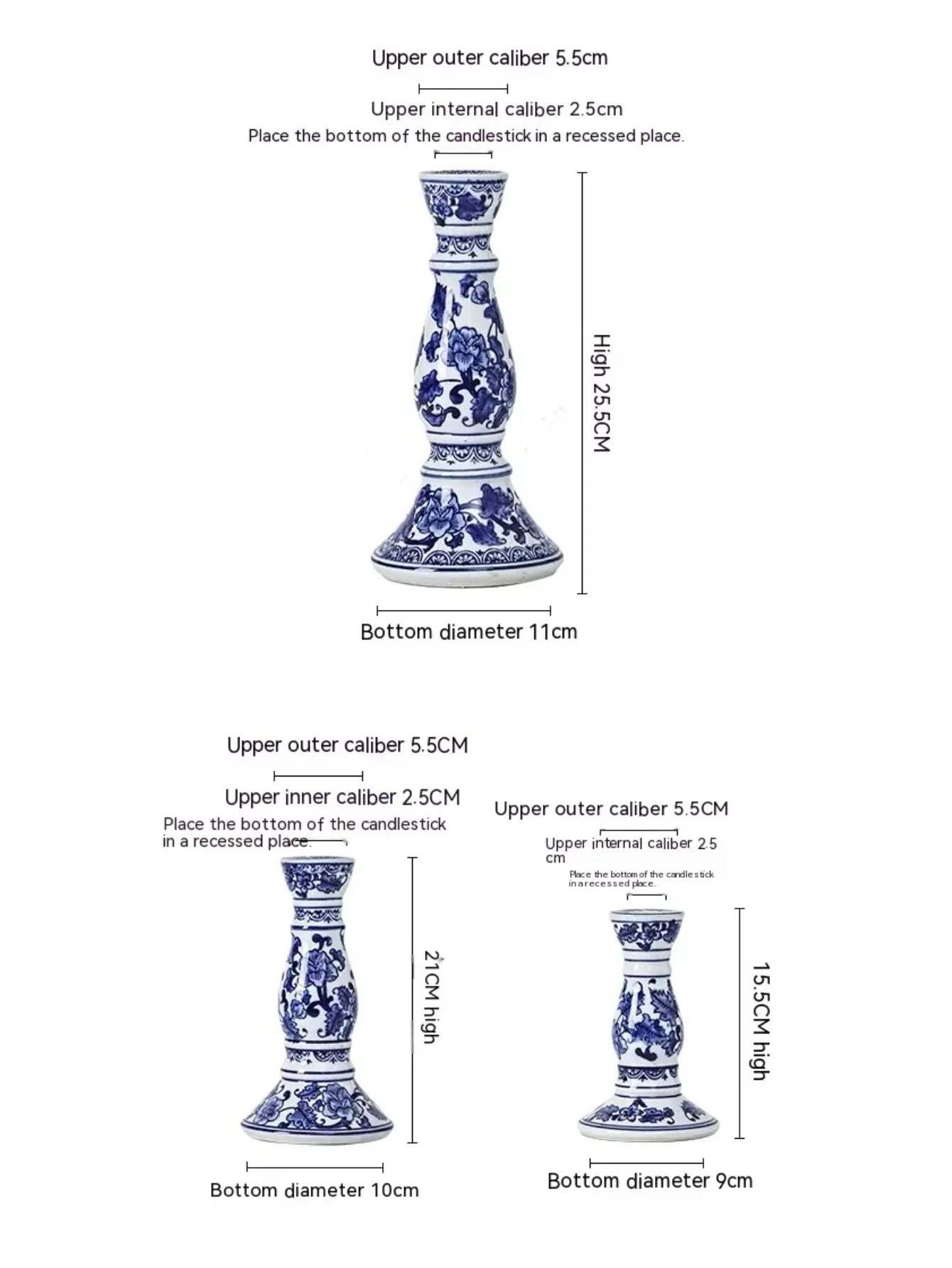 Bougeoir en porcelaine bleue et blanche, tradition de Jingdezhen (vue 6) - Nesty