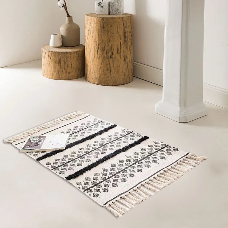 Tapis tissé main à franges — esprit bohème - Nesty (vue 11)