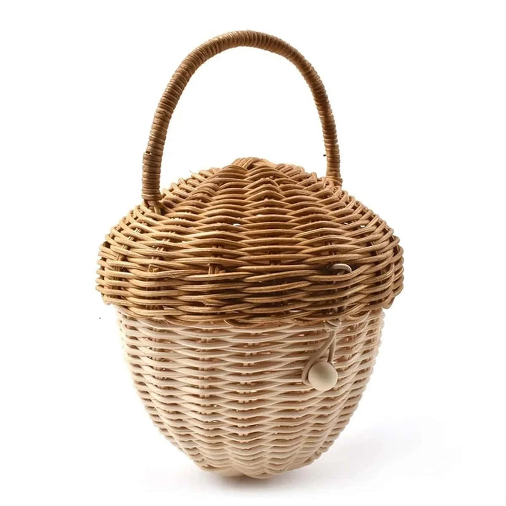Panier tressé en bambou avec anse, rangement chambre enfant (vue 7) - Nesty