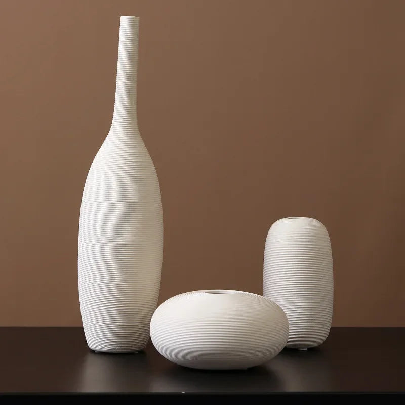 Vase céramique blanc épuré, motif végétal - Nesty (vue 5)