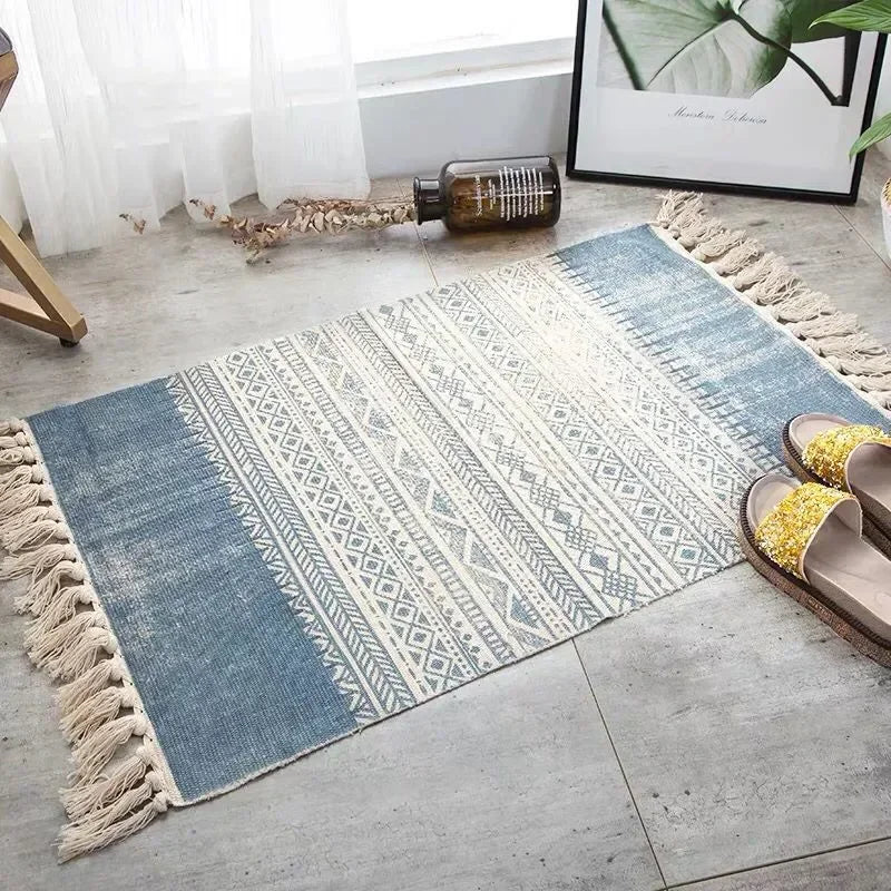 Tapis boho tissé main — franges et motif géométrique - Nesty (vue 7)