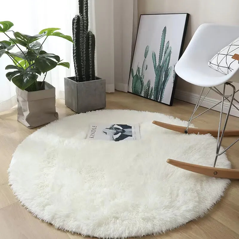 Tapis rond moelleux blanc Nesty - Pour chambre et salon (vue 10)