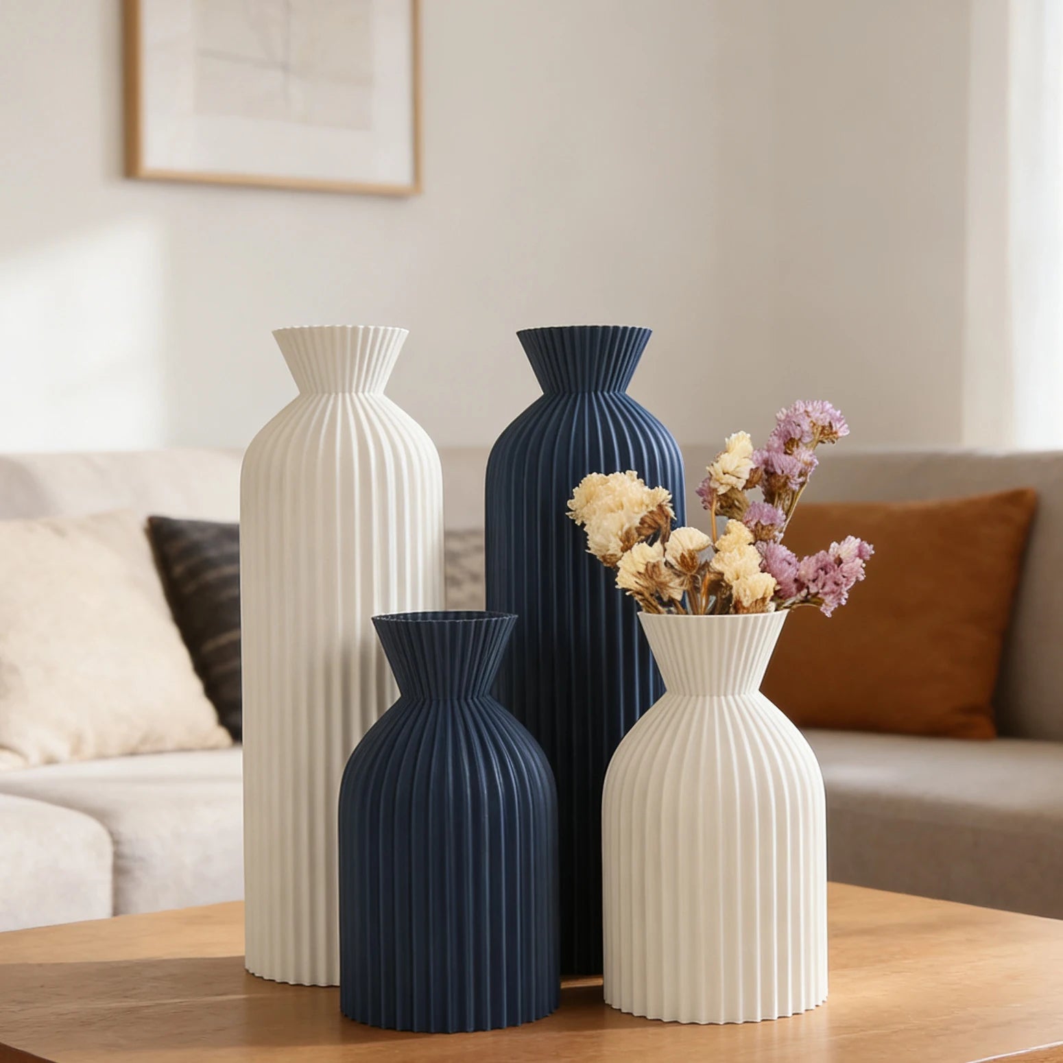 Vase strié minimaliste, style nordique et wabi-sabi - Nesty (vue 2)