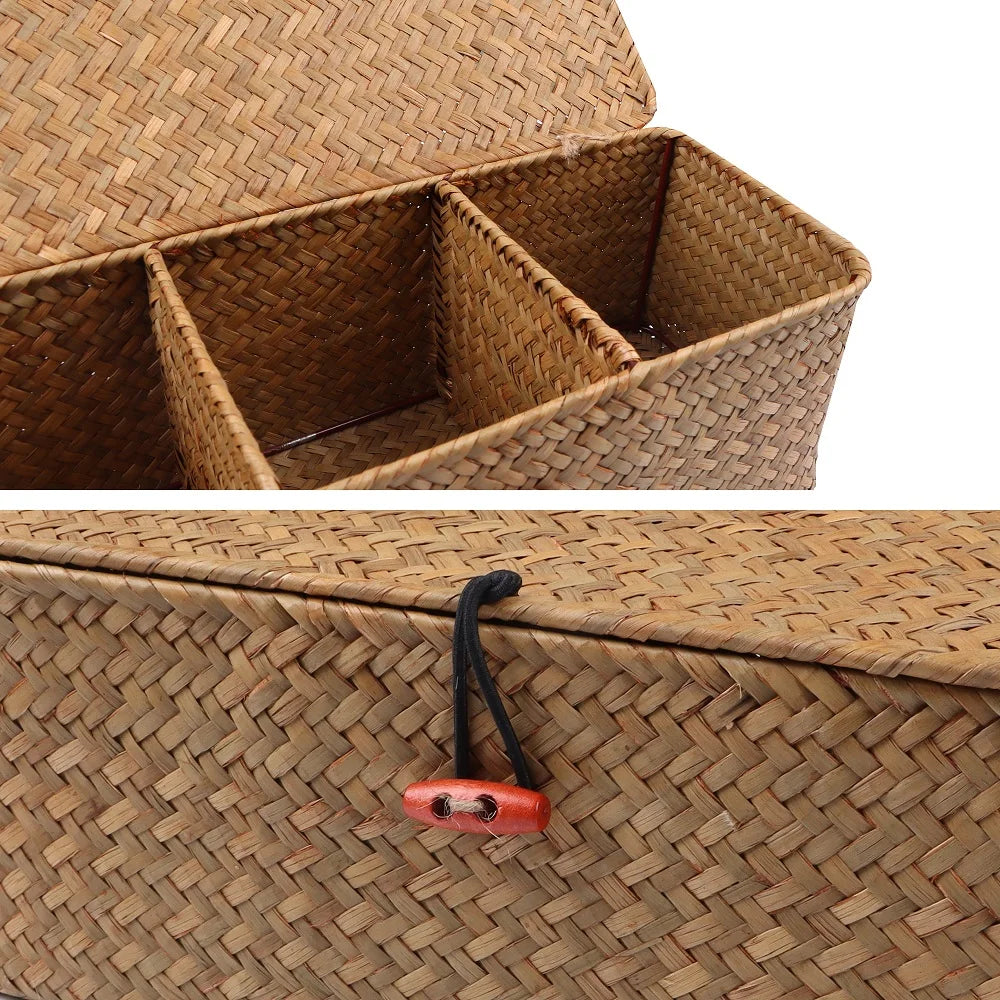 Panier de rangement tressé à 3 compartiments, style rétro - Nesty (vue 6)