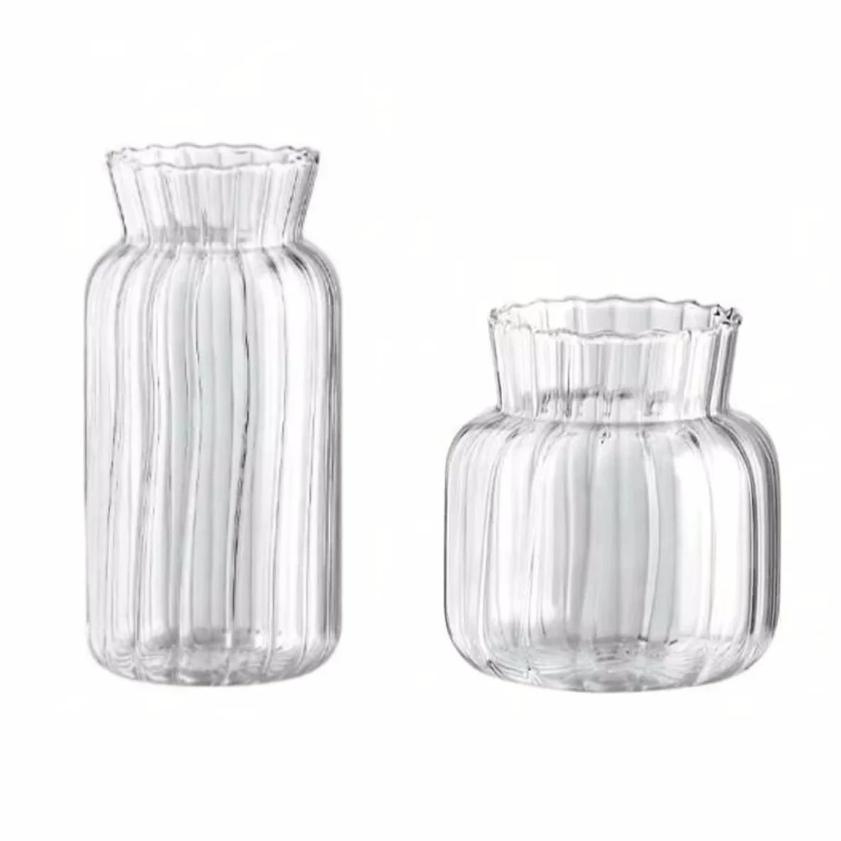Vase en verre transparent strié, mini format rétro (vue 11) - Nesty