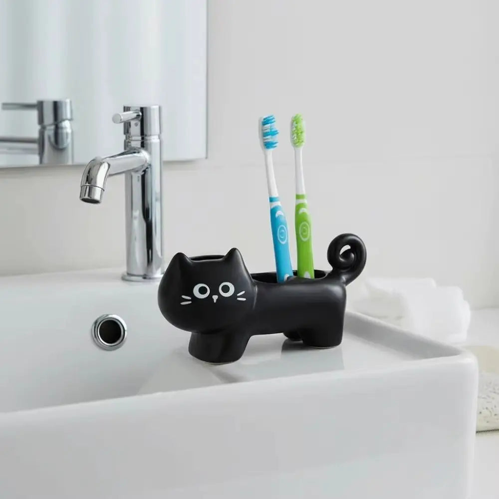 Ceramic Cartoon Cat Toothbrush Base Waterproof Cute Electric Toothbrush Holder Decorative 3 Holes Electric Toothbrush Stand - Nesty (vue 5)