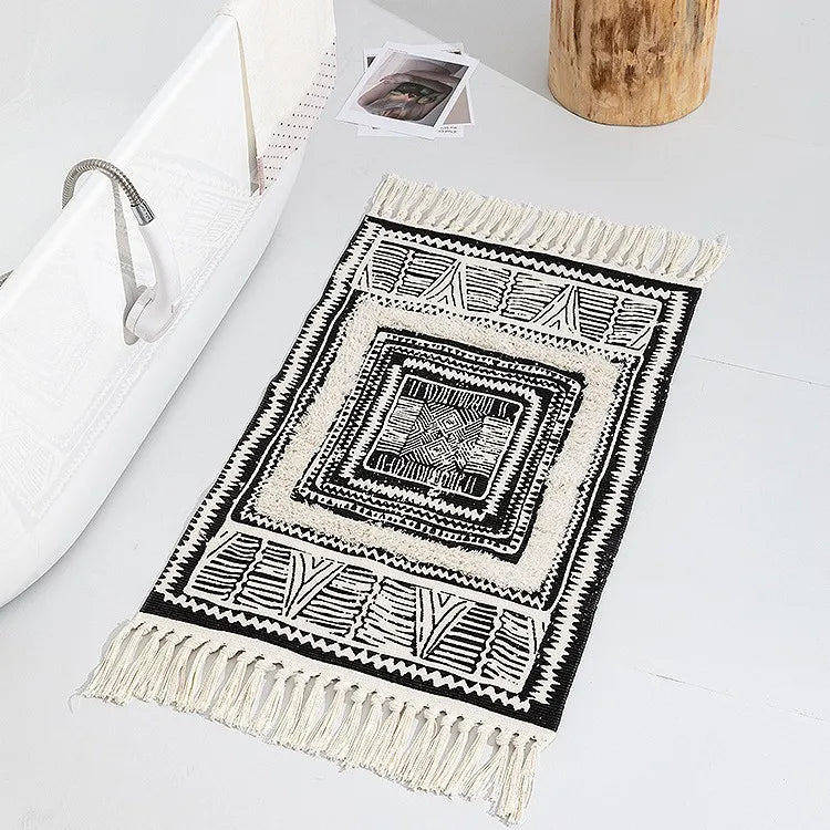 Tapis noué main à franges — motif géométrique (vue 5) - Nesty