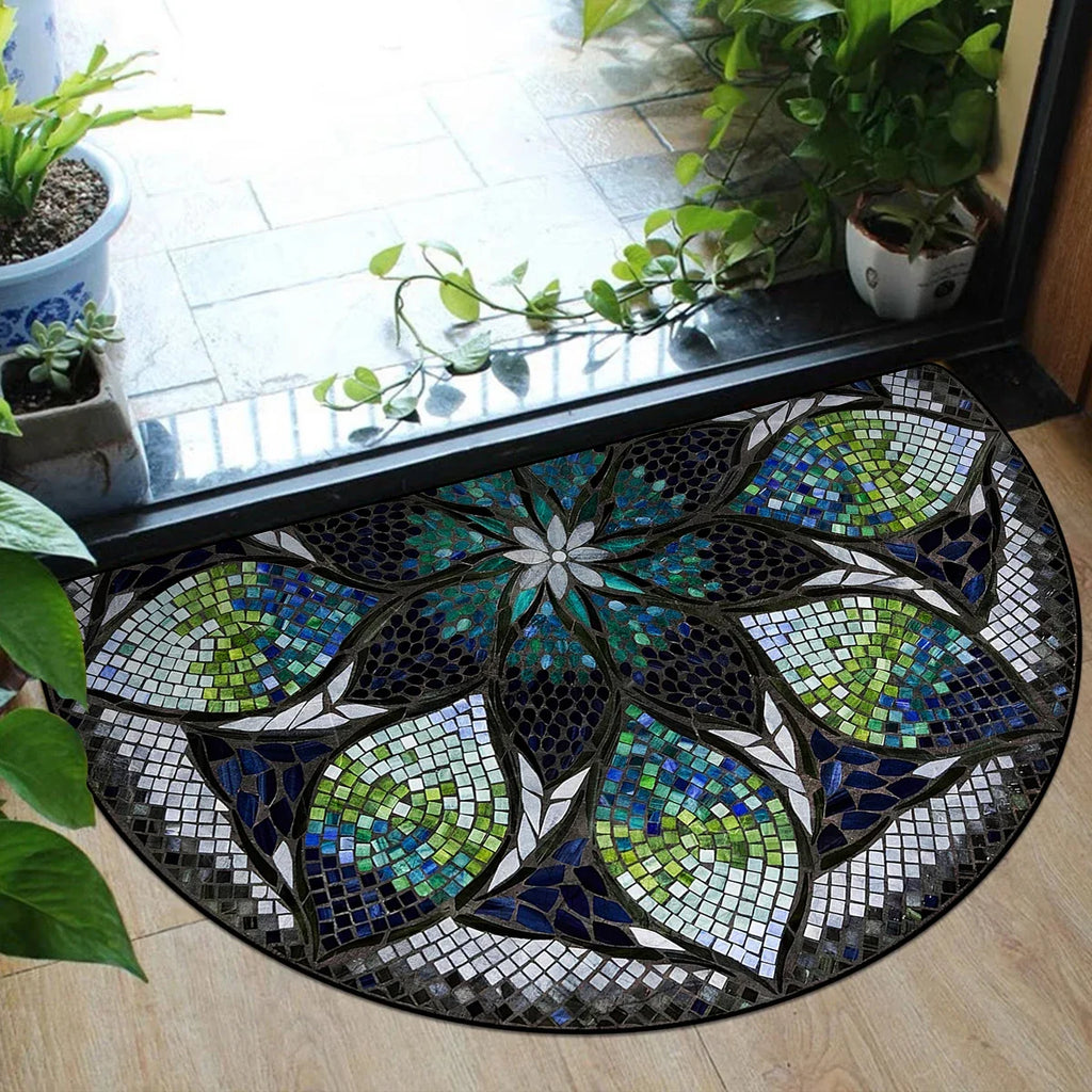 Tapis d'entrée semi-circulaire à motif floral Nesty (vue 8)