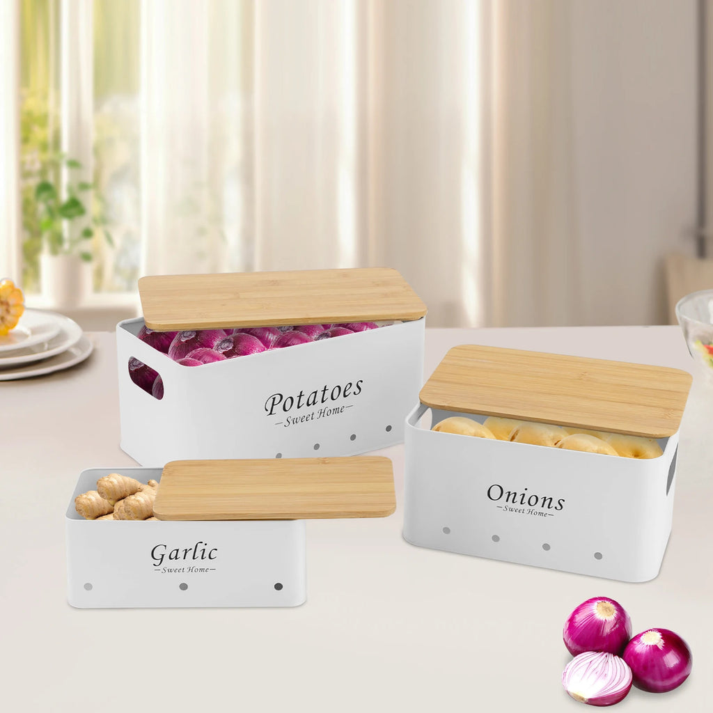 Set de 3 boîtes de rangement ventilées, couvercles en bambou (vue 5) - Nesty