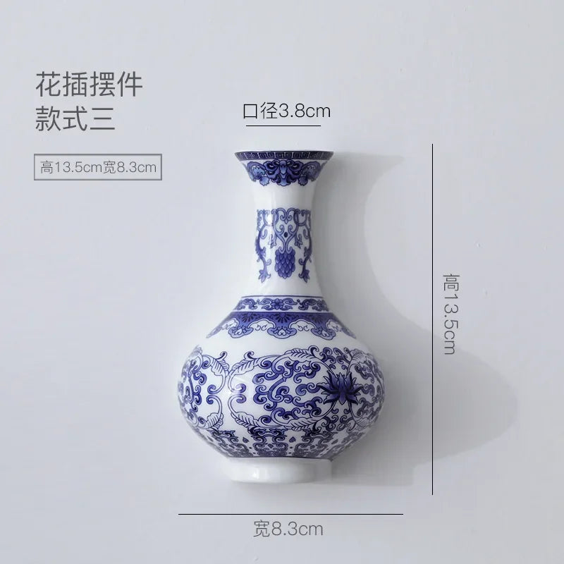 Vase mural en porcelaine — motif bleu et blanc ancien - Nesty (vue 5)