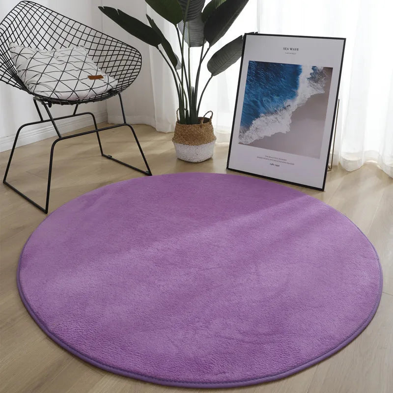 Tapis rond en velours corail Nesty - Coloris unis (vue 11)