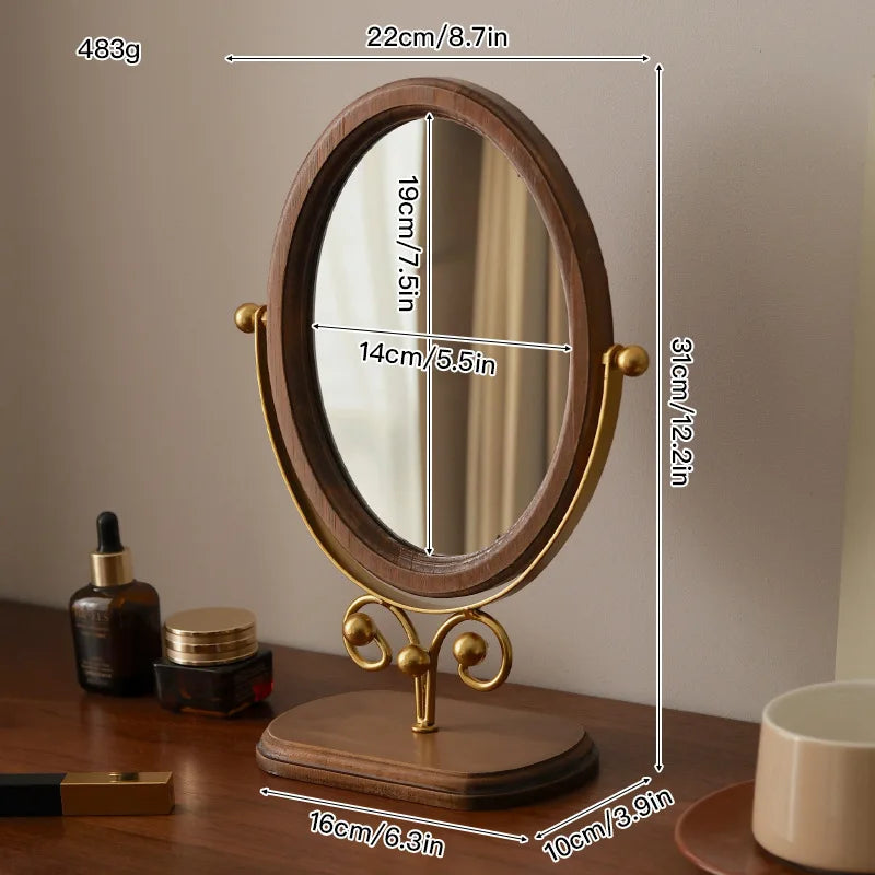Miroir à poser ovale en bois, pivotant (vue 10) - Nesty