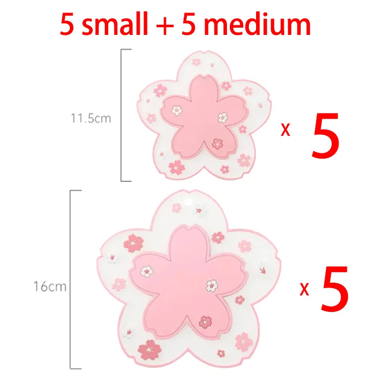 Dessous de verre en silicone fleurs de cerisier, coloris rose (vue 14) - Nesty