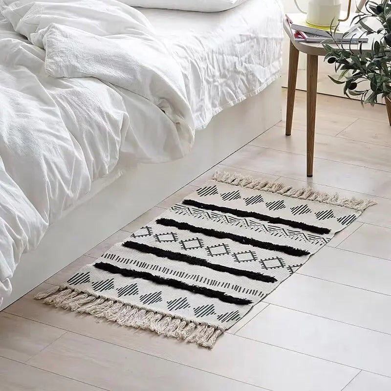 Tapis tissé main à franges — esprit bohème (vue 8) - Nesty