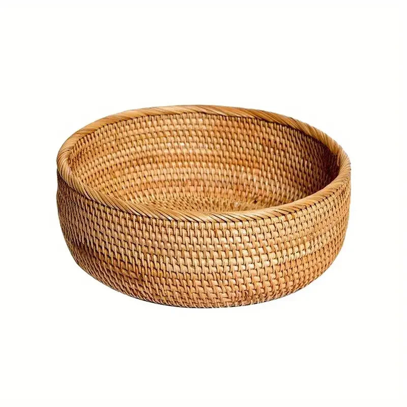 Corbeille tressée en rotin avec base en bois, panier de rangement (vue 8) - Nesty