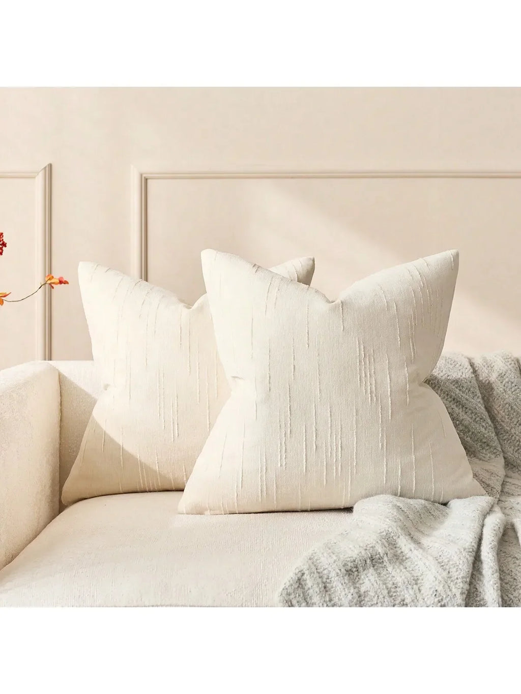 Housse de coussin en lin imitation Nesty - Beige, motif géométrique bohème (vue 9)