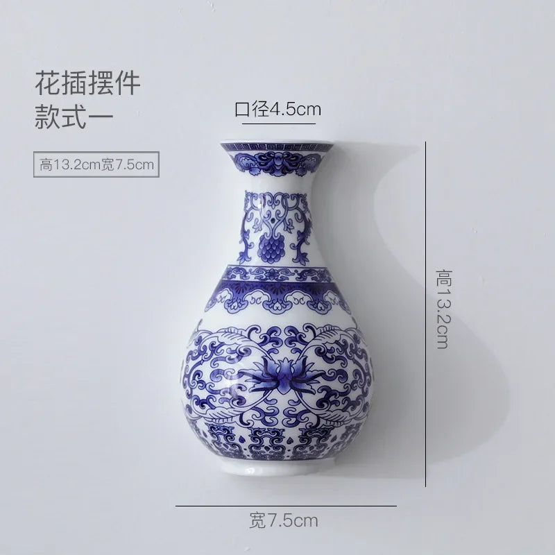 Vase mural en porcelaine — motif bleu et blanc ancien - Nesty (vue 6)