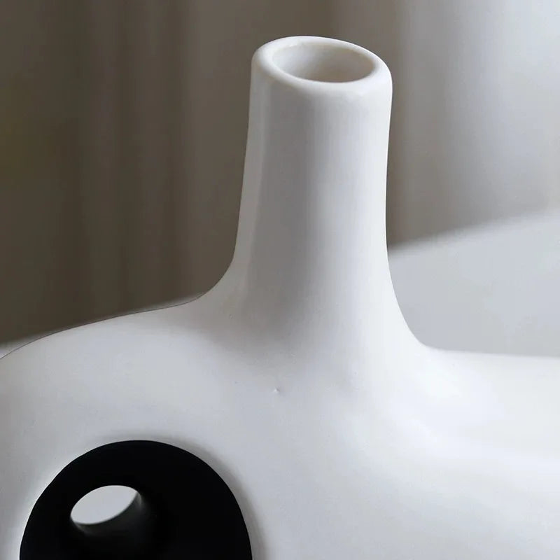 Vase en céramique blanc et noir à motif géométrique - Nesty (vue 5)