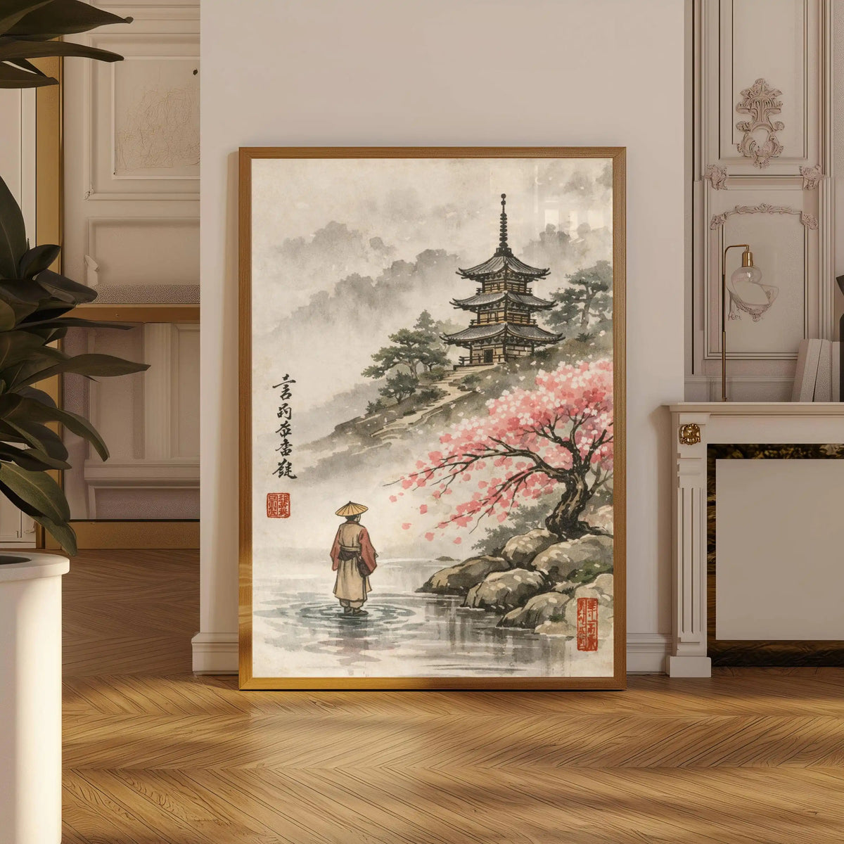 Toile imprimée cerisier en fleurs Nesty - Art mural japandi rose (vue 19)