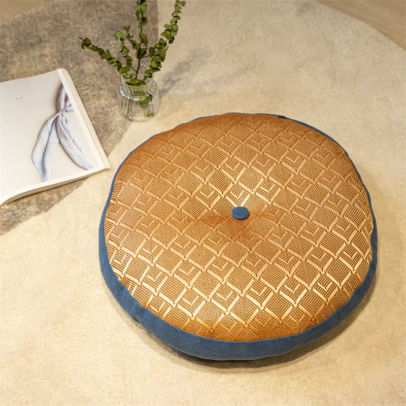 Coussin de sol rond en lin Nesty - Esprit tatami, pour méditation (vue 6)