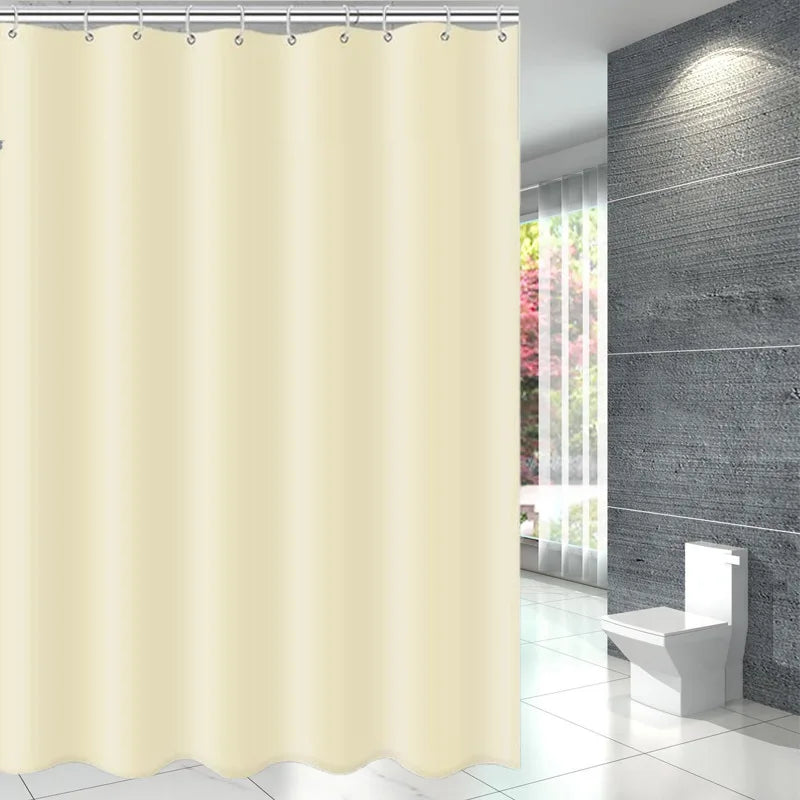 Rideau de douche noir en polyester imperméable, grand format avec crochets - Nesty (vue 12)