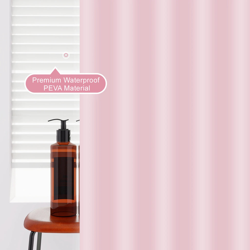 Rideau de douche rose pâle uni, imperméable et minimaliste - Nesty (vue 2)