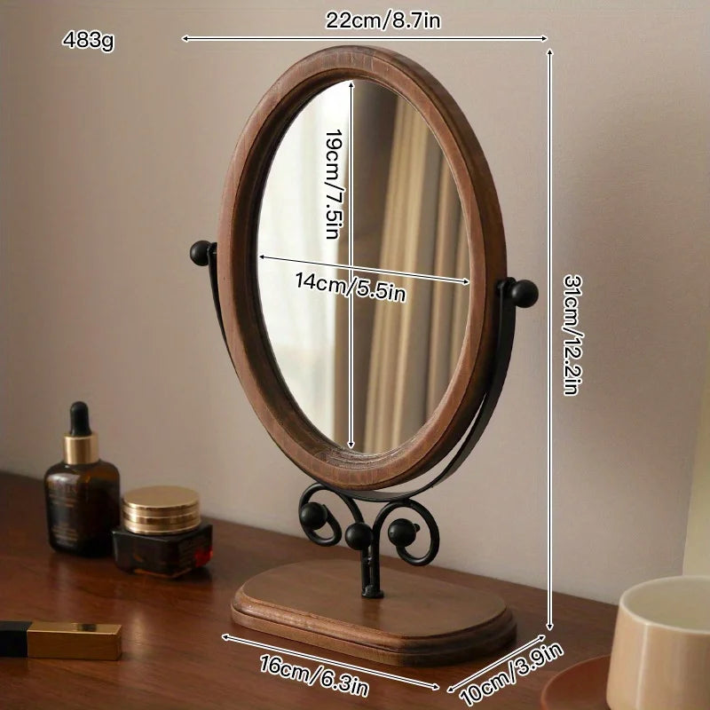 Miroir à poser ovale en bois, pivotant (vue 8) - Nesty