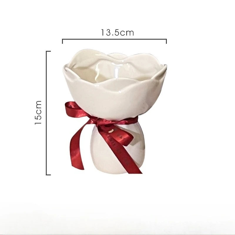 Vase en céramique en forme de rose — modèle bureau (vue 9) - Nesty