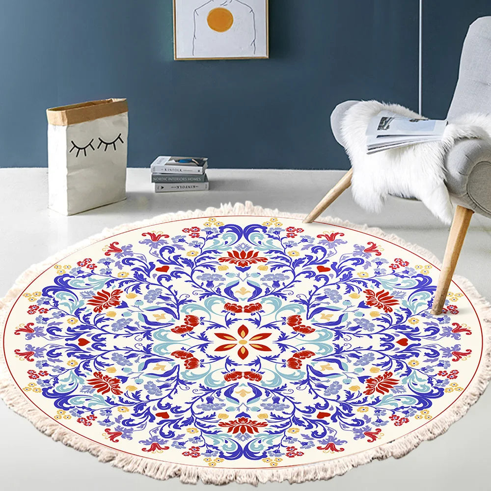 Tapis rond bohème à franges — tissé main - Nesty (vue 14)