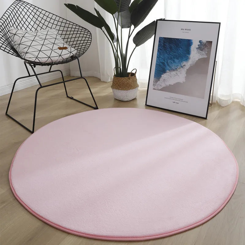 Tapis rond en velours corail — coloris unis (vue 7) - Nesty