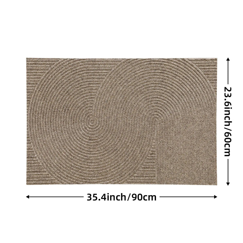 Paillasson d'extérieur relief 3D à motif spirale, avec cotes techniques : 90 x 60 cm - Nesty